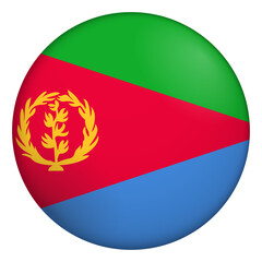 Fototapeta premium Flag of Eritrea. Glossy circular flag. Button appearance. 3D Icon Design with depth