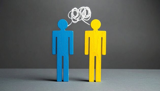 Two figures with scribbles above heads showing miscommunication