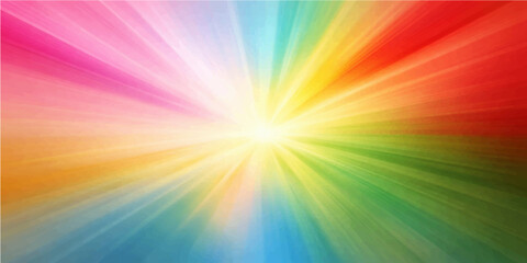 Fototapeta premium Bright abstract rainbow background with colorful sun rays and a glowing summer sky illustration featuring a blue vector design and a bright nature art burst