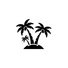 Obraz premium Tropical Island Palm Trees Silhouette Icon Vector