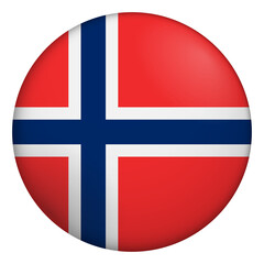 Obraz premium Flag of Norway. Glossy circular flag. Button appearance. 3D Icon Design with depth