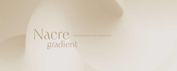 Elegant nacre gradient abstract background with soft beige and pearl tones, smooth flowing shapes and gentle light transitions on minimal clean backdrop. Concept of luxury celebration design