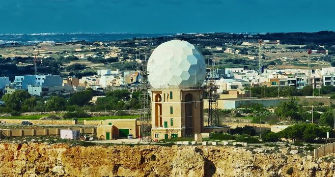 Aerial view of Dingli radar Installation in Malta