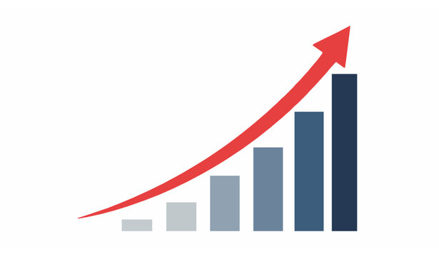 Electricity price increase bar chart vector with exponential growth and red upward arrow