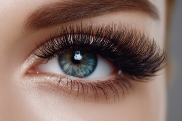 Fototapeta premium Close-Up of Woman Eye with 3D Eyelash Extensions