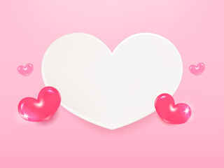 Heart frame on pink background with decoration for Valentines Day.