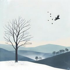 Cold minimalist winter scene