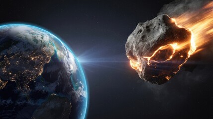 Dramatic asteroid impact on Earth from space