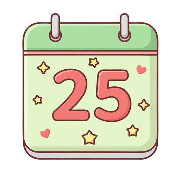 Calendar icon with date 25 highlighted in red on a green background with stars, referenced in e38.svg