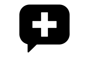 Obraz premium Speech bubble icon with plus sign for medical notification add message button communication symbol vector illustration