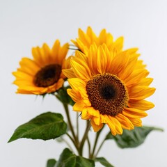 Obraz premium Bright sunflowers against a simple background