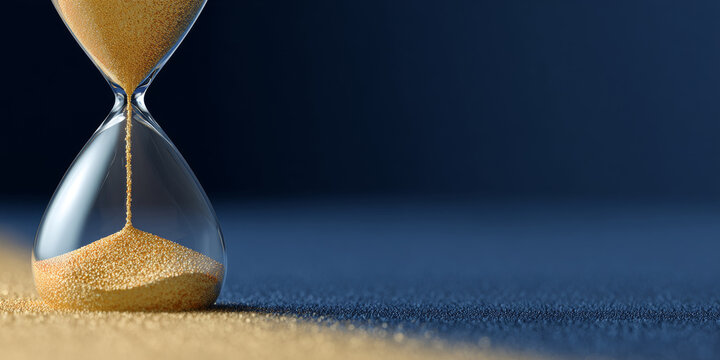 Close-up of flowing hourglass sand