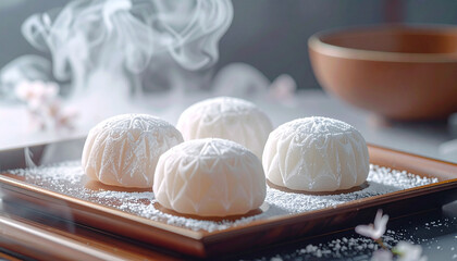 Abstract Composition of Pink and Blue Ink Clouds Mixing with Glitter Particles