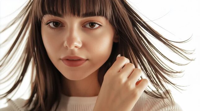 Confident young woman raising hand in stop gesture on white background, protection and refusal concept.