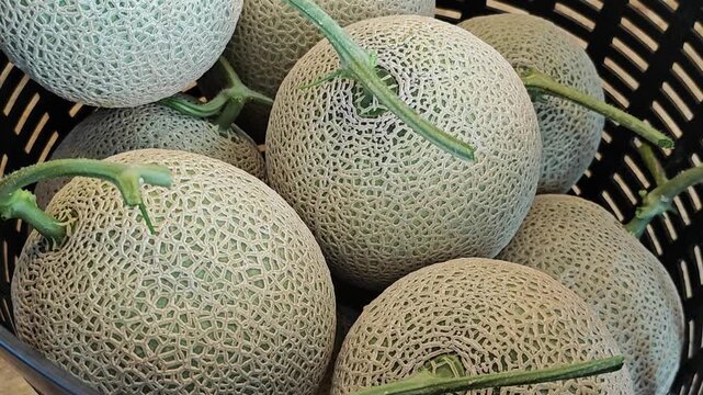 Ripe melon in the basket.