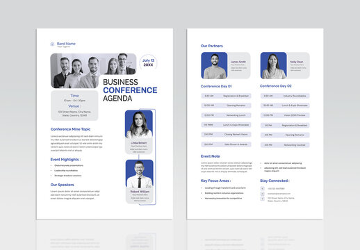 Corporate Business Conference Agenda Flyer and Schedule Template