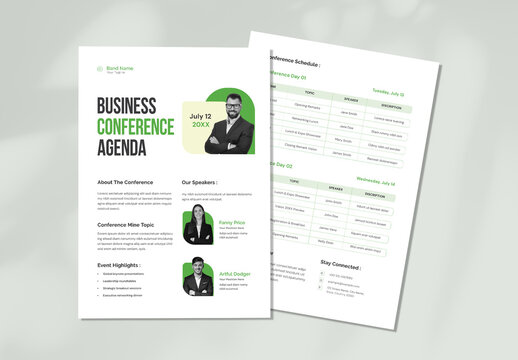 Modern Business Conference Agenda Flyer Program Schedule Layout