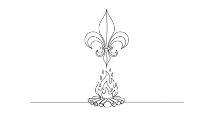 Fleur de lis burning flame symbol © Azizi