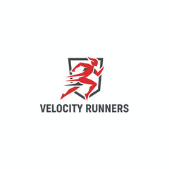 Fototapeta premium Velocity Runners Shield Motion Logo
