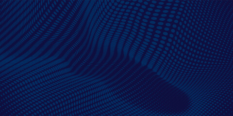 Obraz premium blue wavy halftone background. Dot pop art sport style vector.