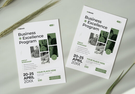 Corporate Business Workshop Flyer Design with Modern Clean Layout