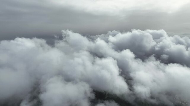Flying over the white clouds