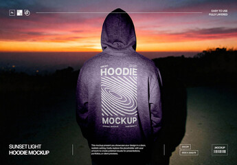 Sunset Back-View Hoodie Mockup