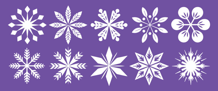  snowflake geometric winter icon set white snowflake vectors