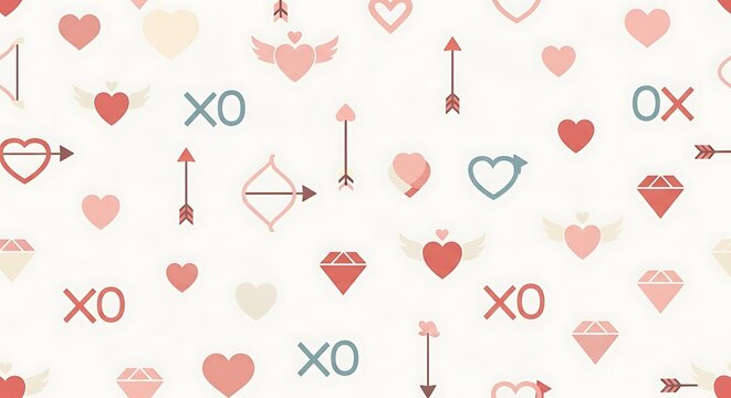 Happy valentine day heartfelt wishes with love hearts and xo symbols