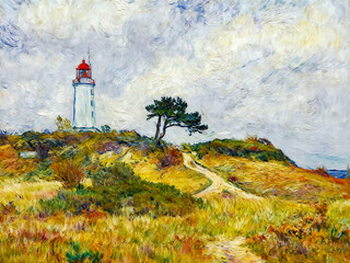 Impressionist Coastline on Hiddensee Island at Sunset