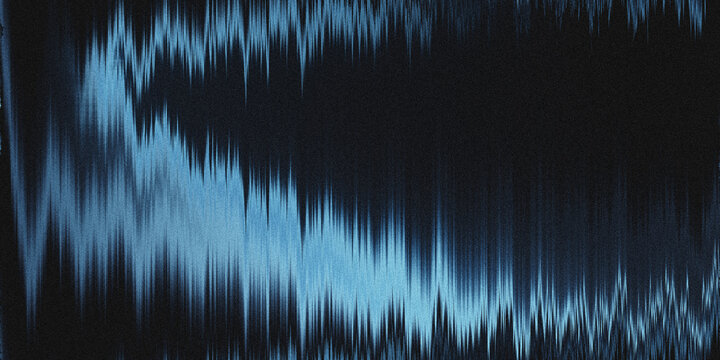 Digital data stream disrupting abstract blue background