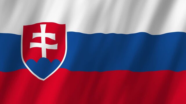 Slovakia Flag Waving on Wind, Realistic 4K Background Animation