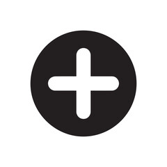 Plus, add flat icon. Cross round simple button, circular vector sign. Flat style design
