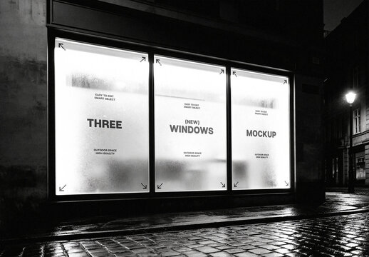 Angled View Night Windows Mockup