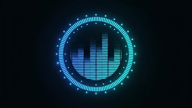 Futuristic Audio Spectrum Visualizer with Glowing Circular Frame.