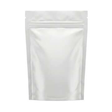 Blank white stand-up pouch bag with zipper mockup