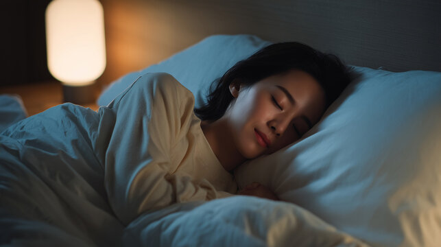 健康的な休息のためベッドでリラックスして眠る女性