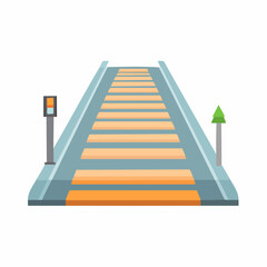 Crosswalk icon illustration, zebra crossing for pedestrians, urban road safety, traffic lights, simple design