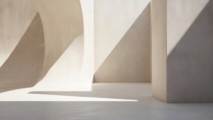 Ethereal Sunbeams in Minimalist Sandstone Interior for Zen Wellness Background