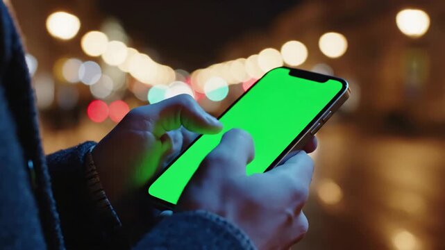 Green Screen 4k man using iphone 12 smartphone viewing on phone press browsing chroma key online typing text reading social media close up hands 24 04 21 st petersburg russia scene 1 with distortion