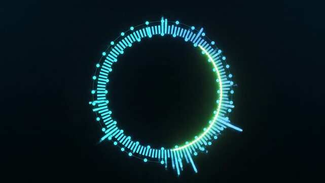 Neon Audio Spectrum Visualizer - Circular Waveform Animation for Music Production.