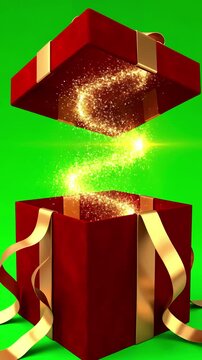 Green Screen opening beautiful gift box with ribbons and big bow 5 videos in 1 unpacking 3d animation elements on alpha channel untying decorative knot 4k ultra hd 3840x2160 scene distortion, overlay