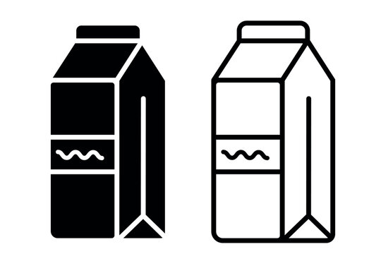 Milk Pack icon for your project Tetra Pak icon for milk, juice, and other drinks. Black and white silhouette of disposable Tetra Pak, isolated on white background.