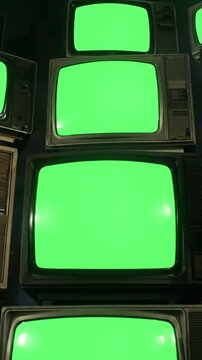 Green Screen stacked retro vintage tvs turning on screens you can replace with the footage or picture want lkeyingr effect in ae check out tutorials internet scene 2 distortion, overlay, glitch