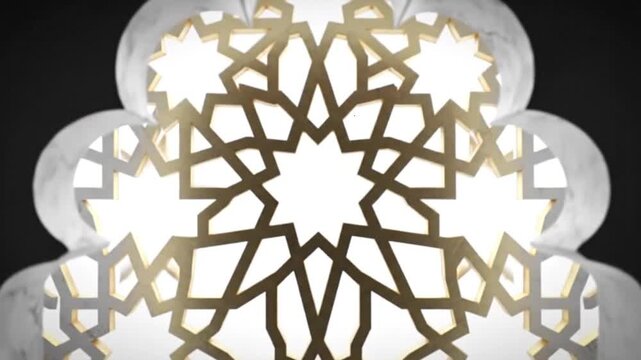 Elegant Golden Islamic Geometric Pattern on White Background - Abstract Decorative Design