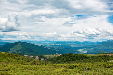 Mountains and valley. Summer in Carpathians, Ukraine, Dragobrat
