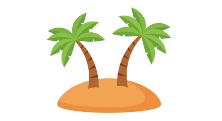 Two palm trees growing from a small sandy island illustration © freelancer