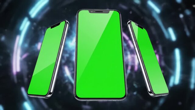 Green Screen mobile phone 3 scene 4 with distortion, overlay, glitch, static noise, scan lines on black background, 4k animated video loop