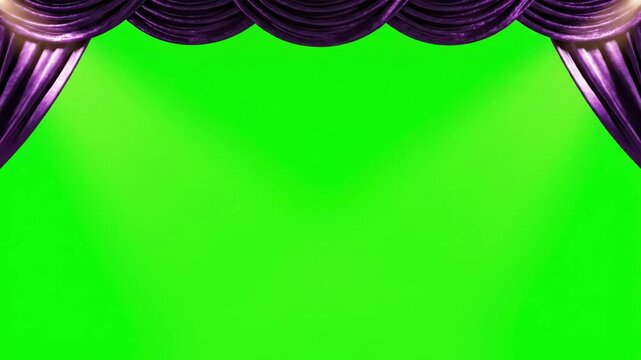 Green Screen violet velvet cloth stage cinematic silk curtain close footage for theater opera tv show scenes this opening are shooted on red camera slow motion real scene 3 with distortion, overlay