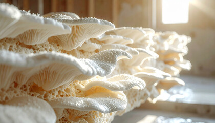 Mystical Glowing Blue Mushrooms in a Dark Foggy Enchanted Forest